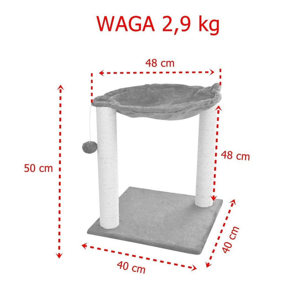 Kaķu skrāpis uz sizala stabiem, stabils un ērts šūpuļtīkls/zvilnis. cena un informācija | Kaķu mājas, nagu asināmie | 220.lv