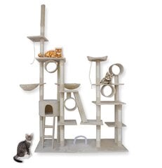 Kaķu skrāpis Rotaļu laukums - koks ar mājiņām XXL 255 cm augstumā cena un informācija | Kaķu mājas, nagu asināmie | 220.lv