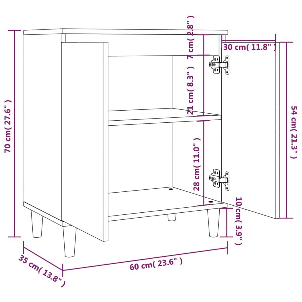 vidaXL kumode, ozolkoka krāsā, 60x35x70 cm, inženierijas koks cena un informācija | Skapīši viesistabai | 220.lv