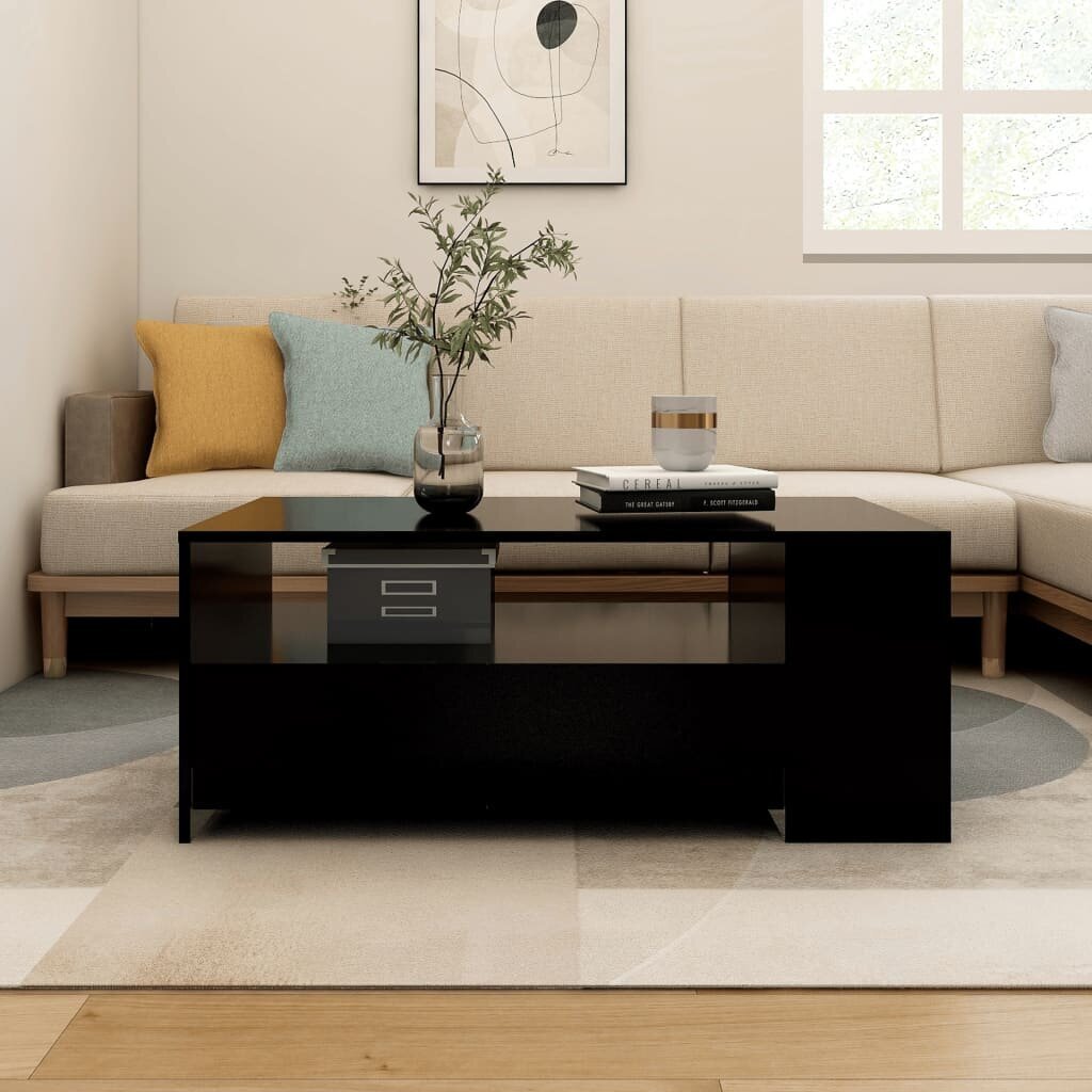 Kafijas galdiņš, melns, 102x55x42cm, apstrādāts koks cena un informācija | Žurnālgaldiņi | 220.lv