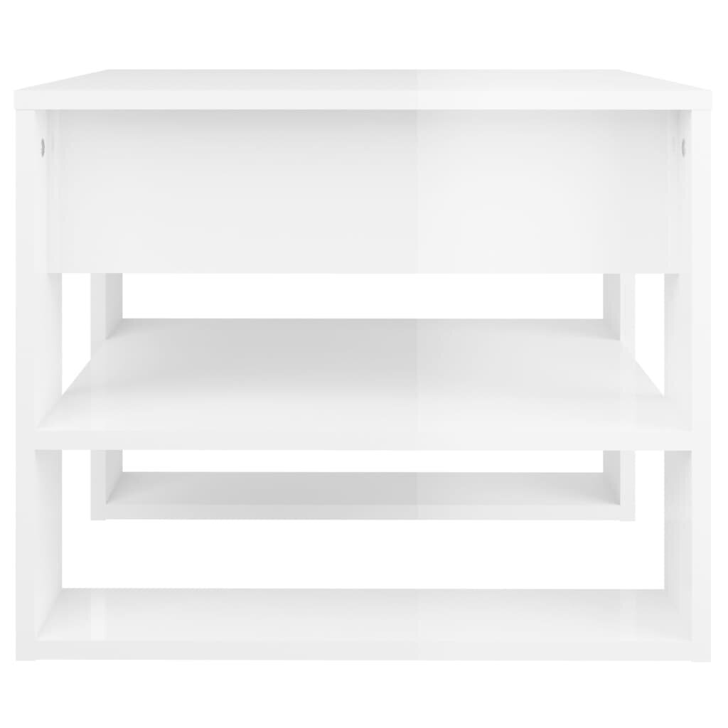 Kafijas galdiņš, balts, 55.5x55x45cm, koka, glancēts цена и информация | Žurnālgaldiņi | 220.lv