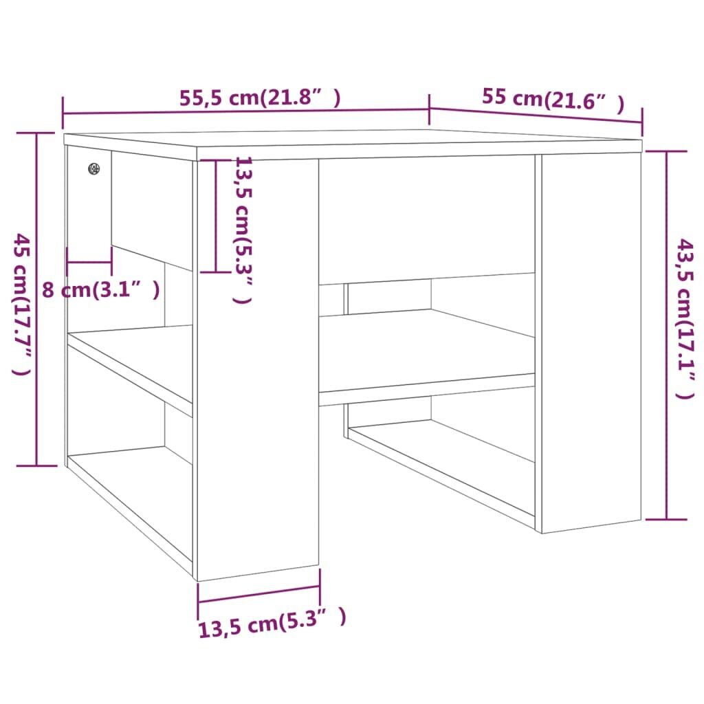 Kafijas galdiņš, balts, 55.5x55x45cm, koka, glancēts цена и информация | Žurnālgaldiņi | 220.lv