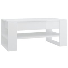 Kafijas galdiņš, balts, 102x55x45cm, apstrādāts koks, glancēts cena un informācija | Žurnālgaldiņi | 220.lv
