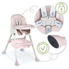 Augsts krēsls ar galdu un priekšautiņu, rozā цена и информация | Стульчики для кормления | 220.lv