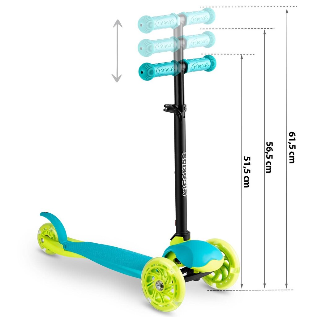 Trīsriteņu skrejritenis ar apgaismojošiem riteņiem tirkīzs cena un informācija | Skrejriteņi | 220.lv