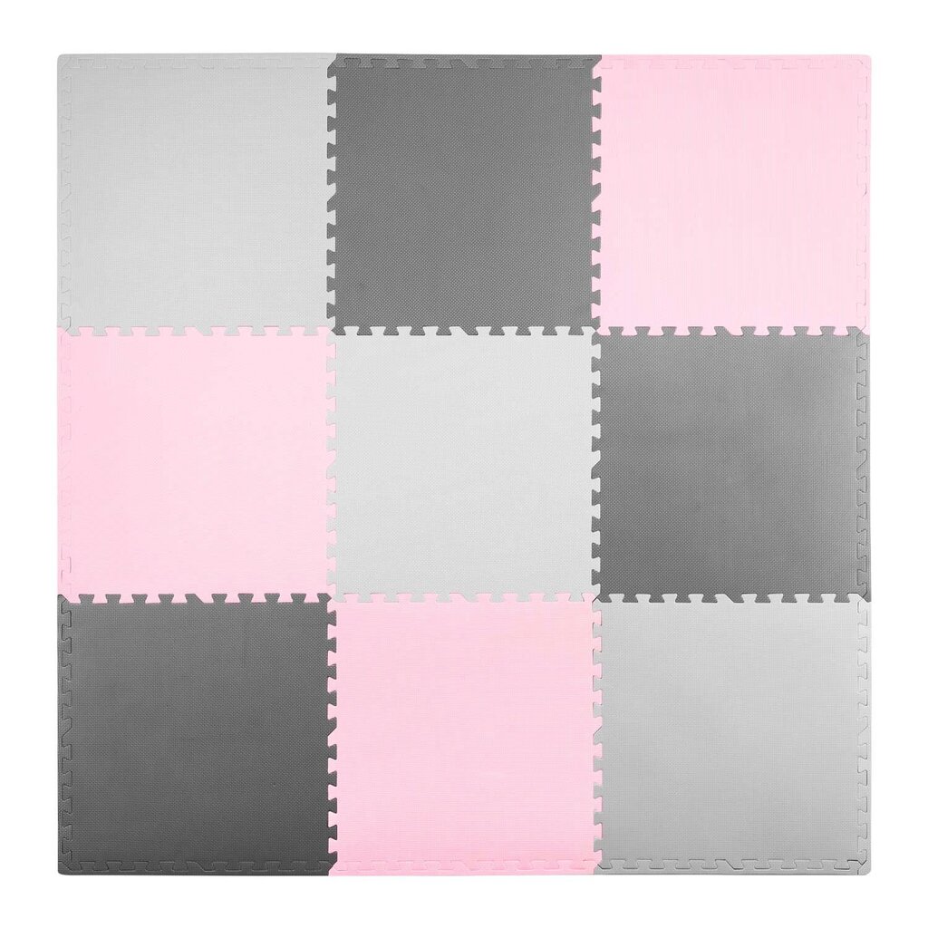 Putuplasta paklājiņš - puzle, 180x180cm., 9gab., pelēks un rozā цена и информация | Attīstošie paklājiņi | 220.lv