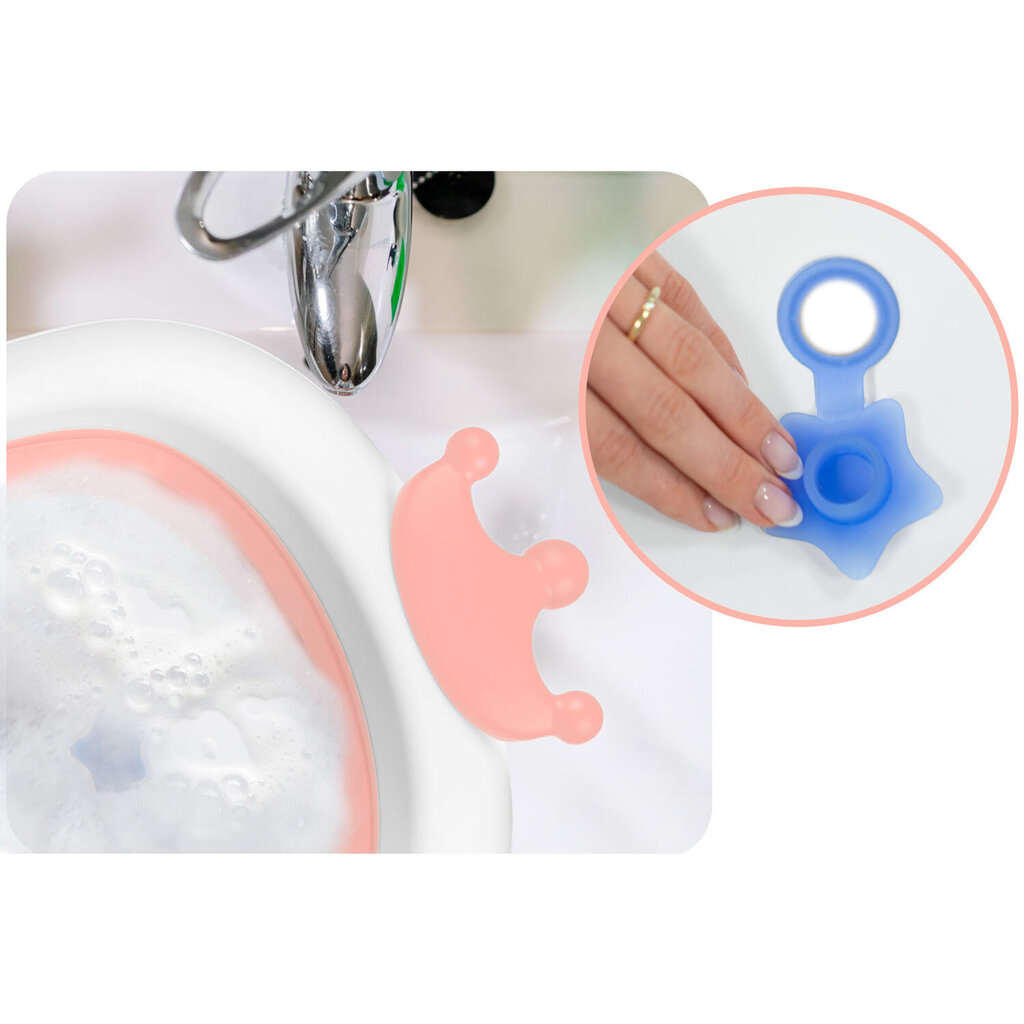 Saliekama bērnu vanna ar spilvenu, balta un rozā cena un informācija | Mazuļa mazgāšana | 220.lv