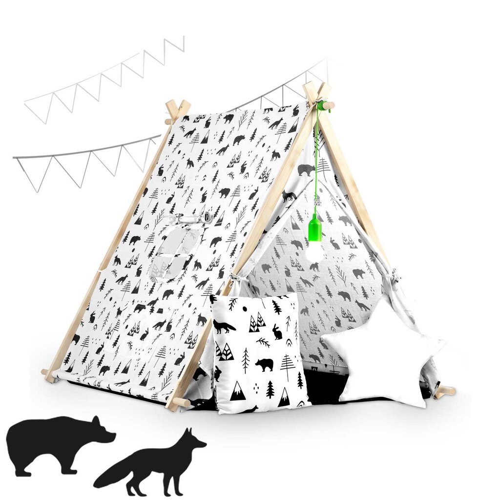 Bērnu telts ar lampu, balta cena un informācija | Bērnu rotaļu laukumi, mājiņas | 220.lv
