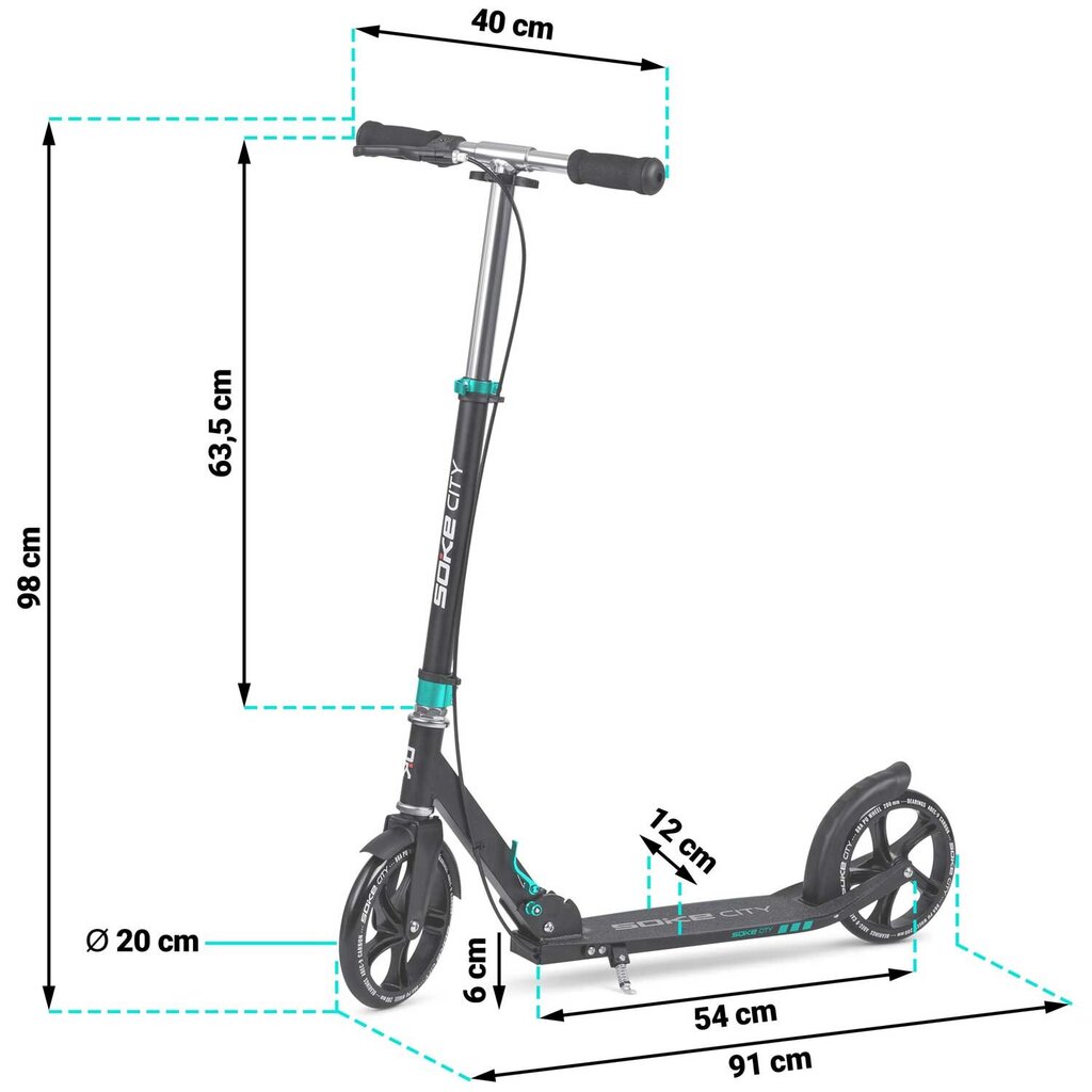 Scooter, Soke City, melns - tirkīzs цена и информация | Skrejriteņi | 220.lv