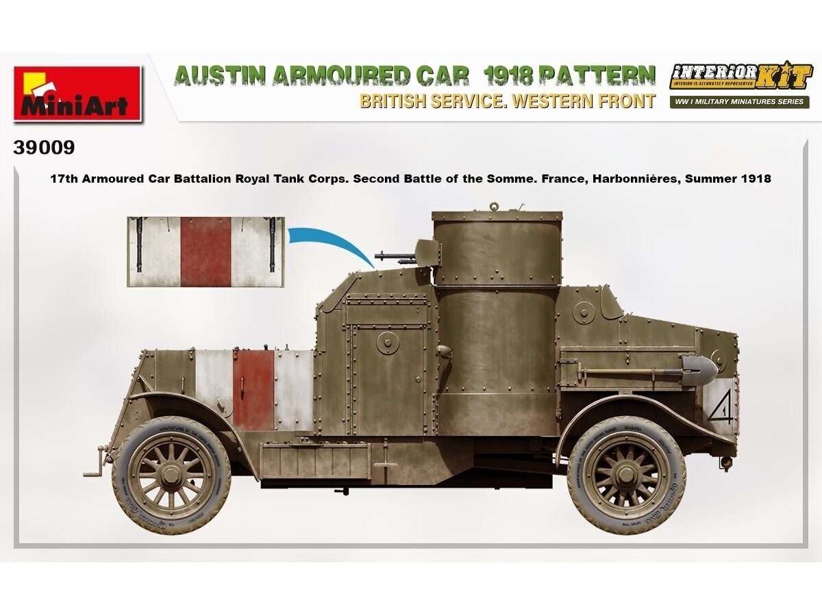 Līmējams modelis MiniArt Austin Armoured Car 1918 Pattern. British Service.  Western Front . Interior Kit 1/35 цена | 220.lv