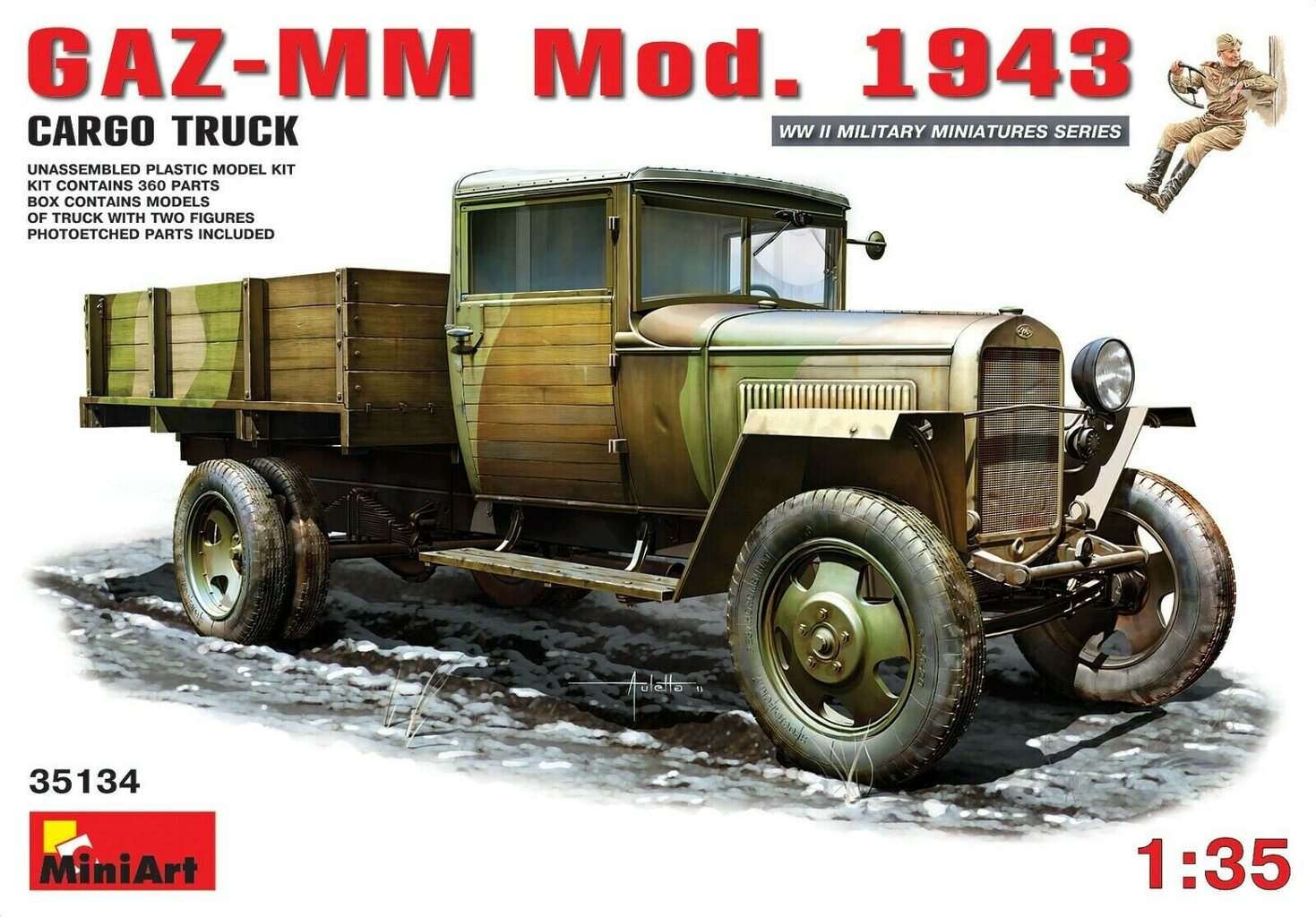 Līmējams modelis MiniArt 35134 GAZ-MM. Mod. 1943. Cargo Truck 1/35 цена и информация | Līmējamie modeļi | 220.lv