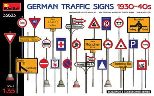 Līmējams modelis MiniArt 35633 German Traffic Signs 1930-40’s 1/35 cena un informācija | Līmējamie modeļi | 220.lv