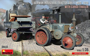 Līmējams modelis MiniArt 38033 German Industrial Tractor D8511 Mod. 1936 with Cargo Trailer (1 Figure) 1/35 cena un informācija | Līmējamie modeļi | 220.lv