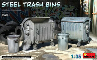 Līmējams modelis MiniArt 35636 Steel Trash Bins 1/35 cena un informācija | Līmējamie modeļi | 220.lv