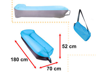 Lazy BAG SOFA łóżko leżak na powietrze czarno-niebieski 185x70cm cena un informācija | Piepūšamie matrači un mēbeles | 220.lv