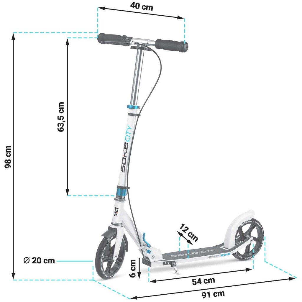 Skrejritenis, SOKE CITY, balts un zils cena un informācija | Skrejriteņi | 220.lv