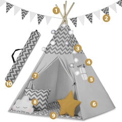 Детская палатка с гирляндой и подсветкой, серая цена и информация | Детские игровые домики | 220.lv
