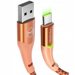 McDodo tālruņa kabelis, Ātrā uzlāde, USB-C, USB, 1 m, QC 4.0, ar LED displeju, oranžs cena un informācija | Savienotājkabeļi | 220.lv