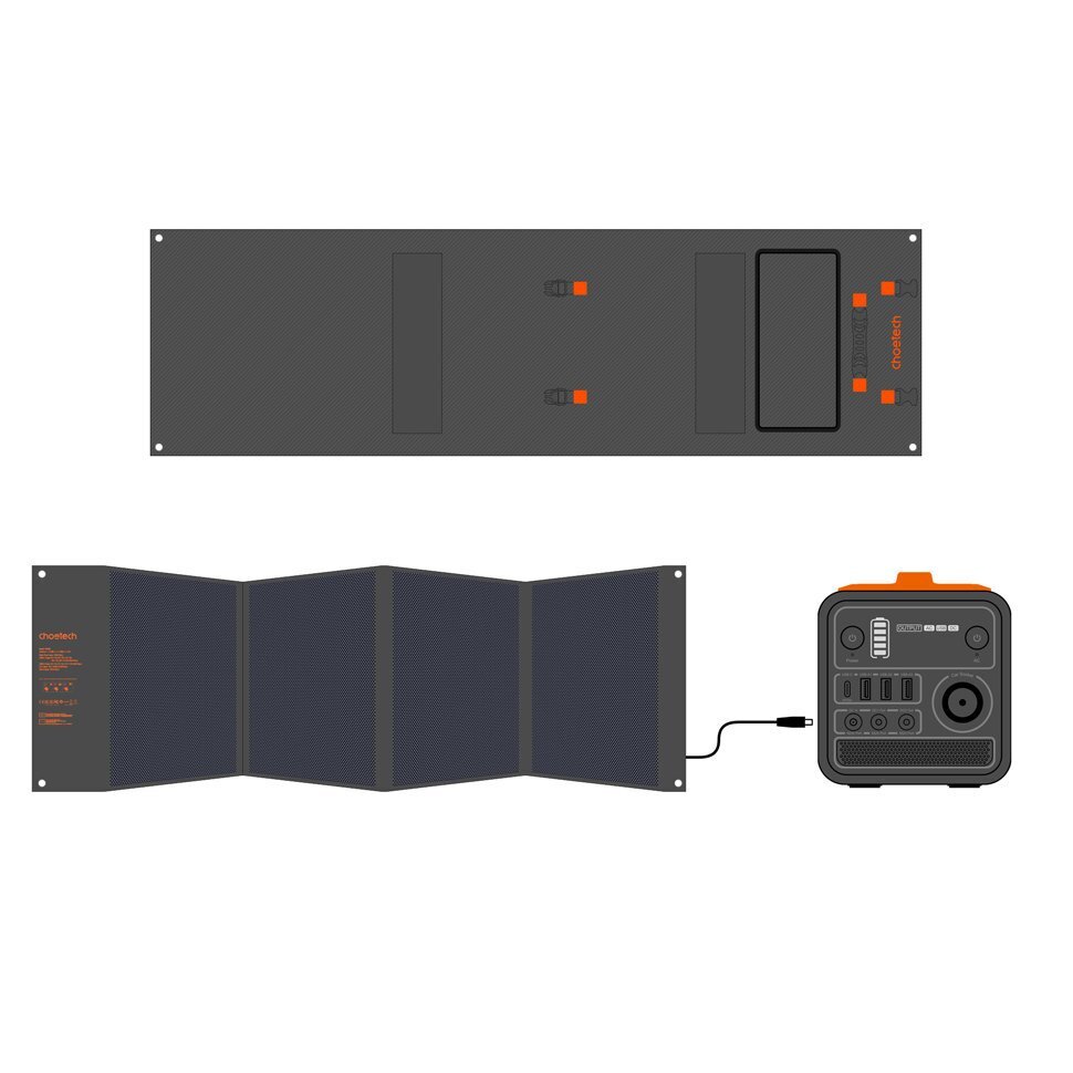 Choetech foldable solar charger 120W 1 x USB Type C / 2 x USB Type A (SC008) цена и информация | Lādētāji-akumulatori (Power bank) | 220.lv