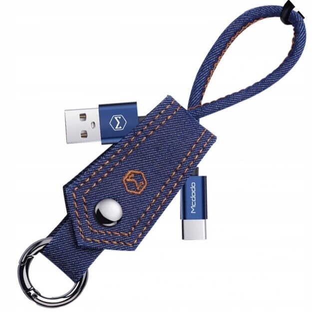 Mcdodo tālruņa kabelis īss BRELOK JEANS USB uz USB-C USB TYPE C QC 15cm ar pītu kabeli cena un informācija | Savienotājkabeļi | 220.lv