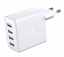 Swissten Smart IC Premium Tīkla Lādētājs USB 4 x USB 4A / 20W Ar Automātisku Strāvas Stipruma Identifikāciju cena un informācija | Lādētāji un adapteri | 220.lv