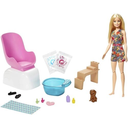 Lelle Mattel - Barbie Mani Pedi Spa Blonde Doll Playset cena un informācija | Rotaļlietas meitenēm | 220.lv