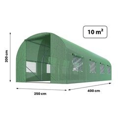 Садовый тоннель - теплица, 2,5x4xH2м (10м2)., зеленый цена и информация | Теплицы | 220.lv