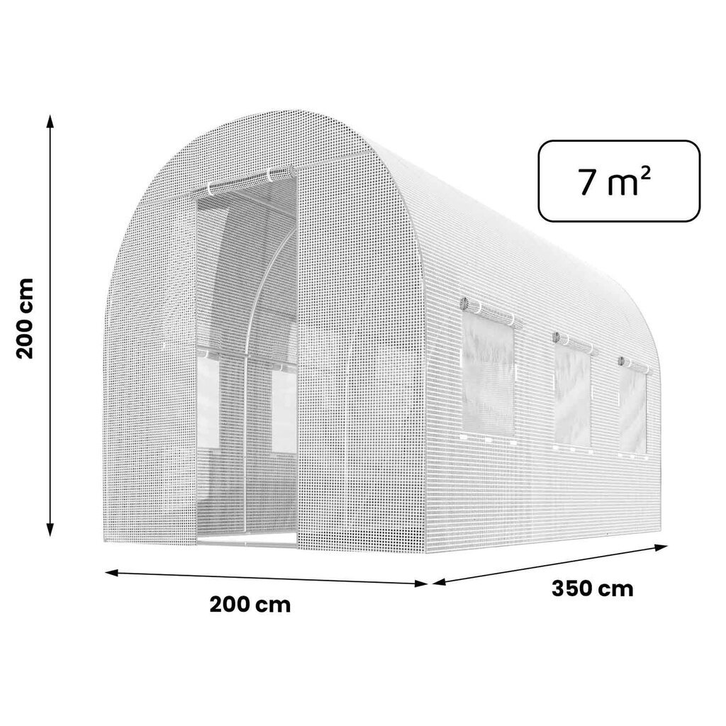 Dārza tunelis - siltumnīca, 2x3,5m (7m2), balts cena un informācija | Siltumnīcas | 220.lv