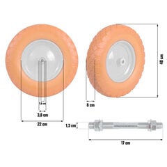 Ritenis ķerrai ar asi, 4.00-8.00cm., oranžs un balts cena un informācija | Ķerras | 220.lv