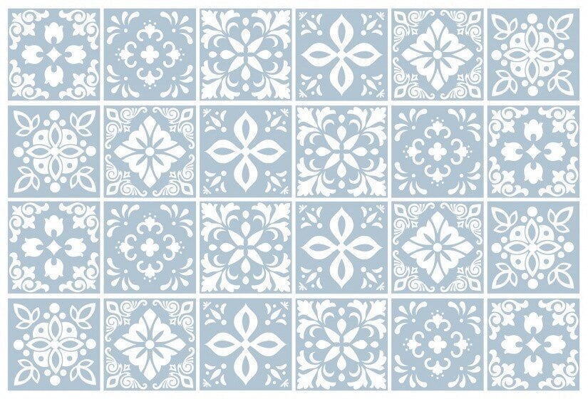 Sienas uzlīme Triana, 15 cm, PVC, zils / balts, 24 gab. цена и информация | Dekoratīvās uzlīmes | 220.lv