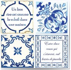 Sienas uzlīme French Quote, 20 cm, PVC, zila/balta, 12 gab. цена и информация | Декоративные наклейки | 220.lv