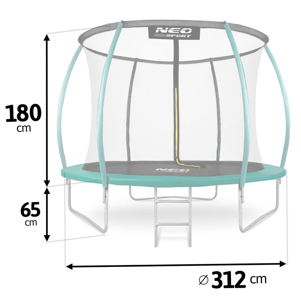 Dārza batuts, profilēts ar iekšējo tīklu, 10 pēdas / 312 cm, Neo-Sport цена и информация | Batuti | 220.lv