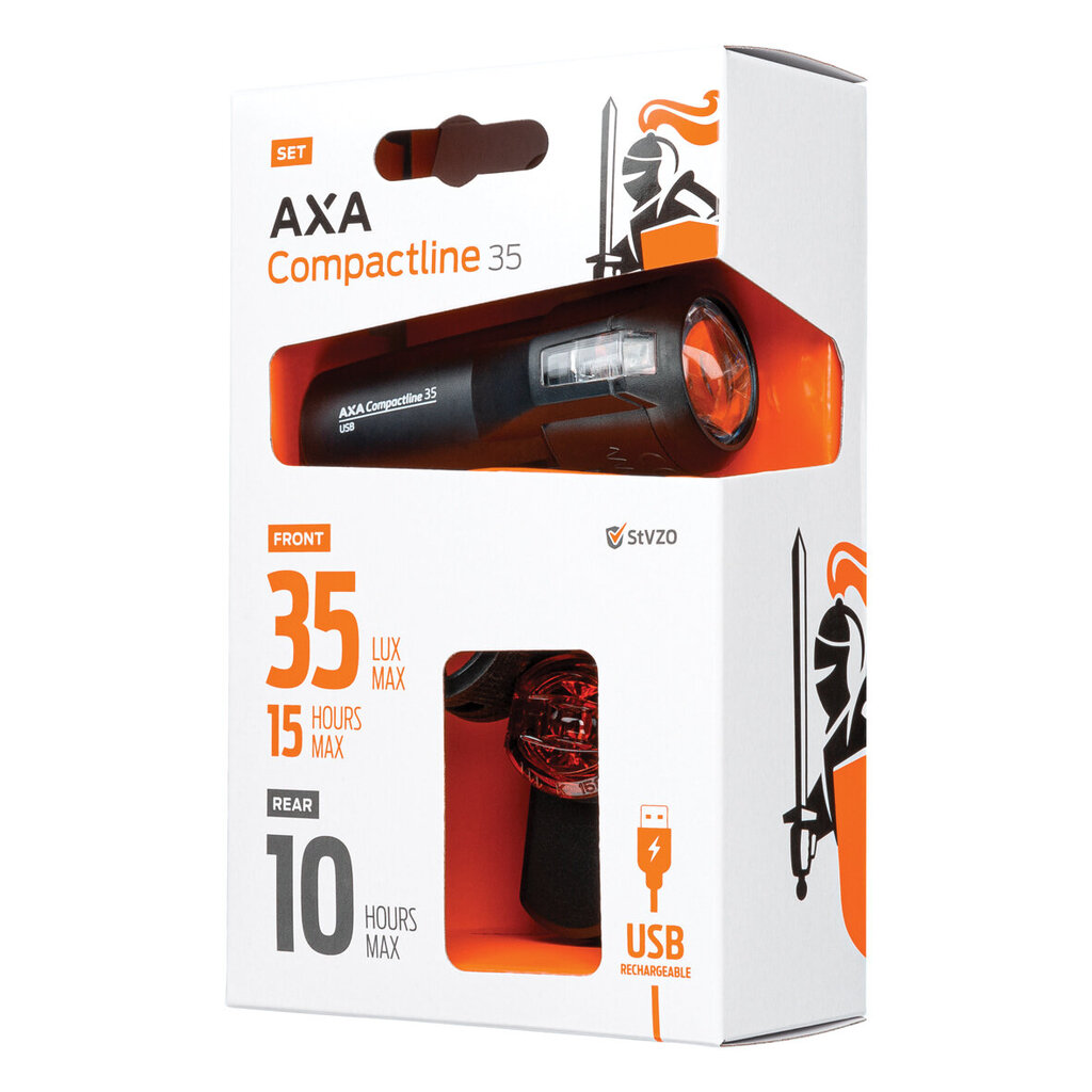 Velosipēdu lukturu komplekts AXA Compact Line Battery 35 Set cena un informācija | Velo lukturi un atstarotāji | 220.lv