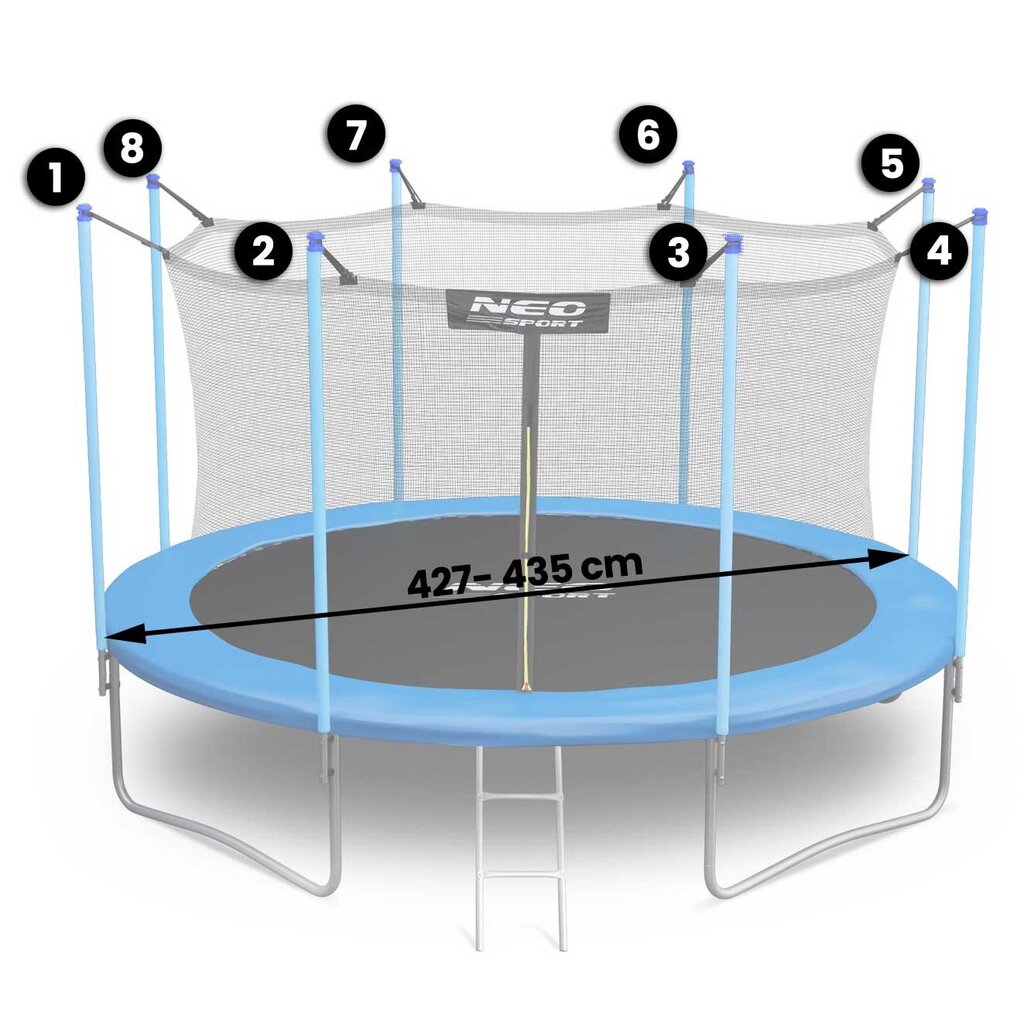 Aizsargājošs iekšējais batuta tīkls, 435cm - 14ft., Neo-Sport cena un informācija | Batuti | 220.lv