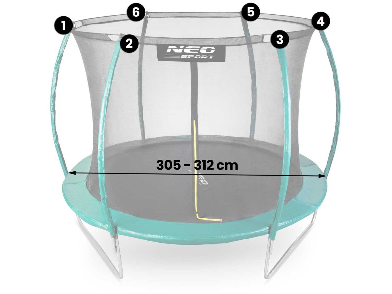 Aizsargājošs iekšējais batuta tīkls, 312 cm - 10 pēdas, Neo-Sport cena un informācija | Batuti | 220.lv