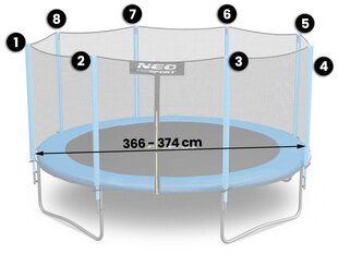 Защитная батутная сетка для улицы, 374 см, Neo-Sport цена и информация | Батуты | 220.lv