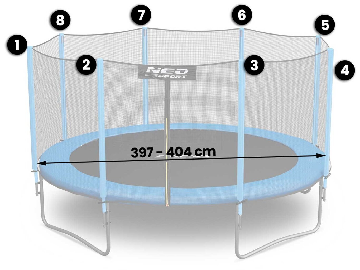 Aizsargājošs āra batuta tīkls, 404 cm - 13FT., Neo-Sport цена и информация | Batuti | 220.lv