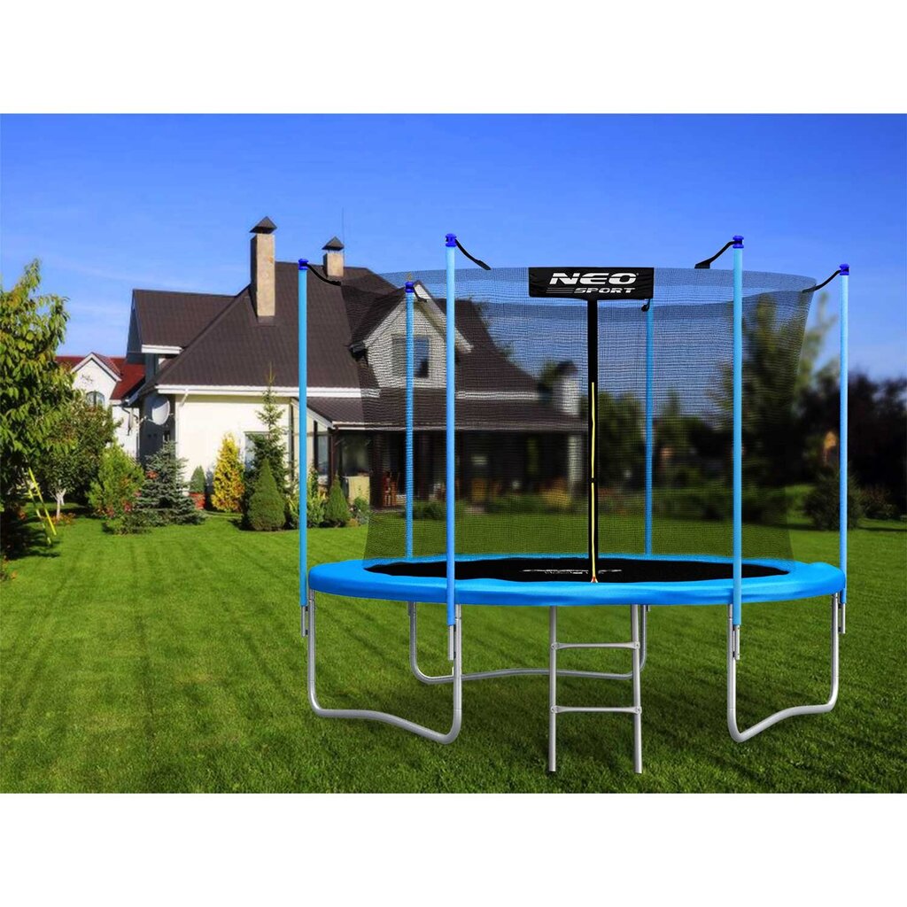Dārza batuts ar iekšējo tīklu un kāpnēm, 10 pēdas / 312 cm., Neo-Sport цена и информация | Batuti | 220.lv