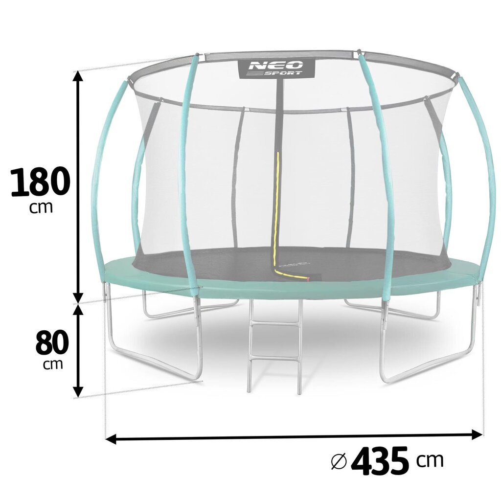 Profilēts dārza batuts ar iekšējo tīklu, 14 pēdas / 435 cm, Neo-Sport cena un informācija | Batuti | 220.lv