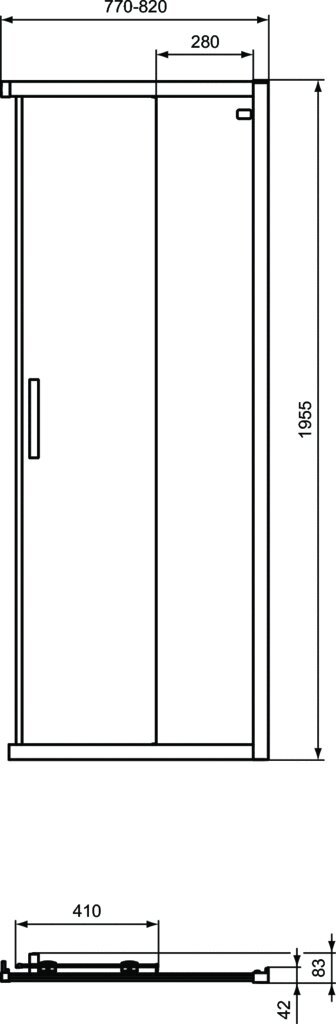 Dušas kabīnes bīdāmās durvis Ideal Standard CONNECT 2 80x195 cm, matēts melns. K9259V3 цена и информация | Dušas kabīnes | 220.lv