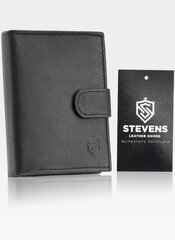 Мужской кожаный кошелек в деревянной коробке Stevens 326A, черный цена и информация | Мужские кошельки | 220.lv
