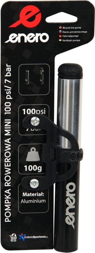 Velosipēda mini pumpis Enero 22x191mm, melns cena un informācija | Velo pumpji | 220.lv