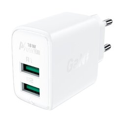 Acefast charger 2x USB 18W QC 3.0, AFC, FCP white (A33 white) цена и информация | Зарядные устройства для телефонов | 220.lv