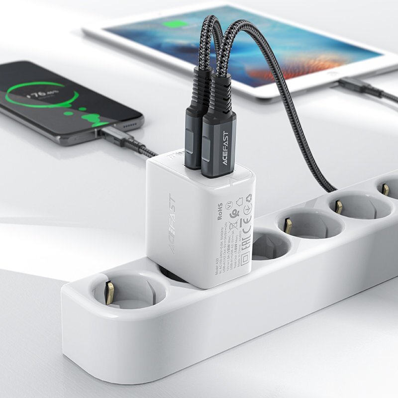 Acefast charger 2x USB 18W QC 3.0, AFC, FCP white (A33 white) cena un informācija | Lādētāji un adapteri | 220.lv