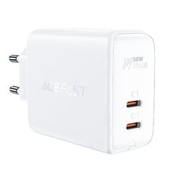 Acefast charger GaN USB Type C 50W, PD, QC 3.0, AFC, FCP white (A29 white) цена и информация | Зарядные устройства для телефонов | 220.lv