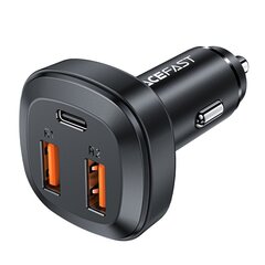 Acefast car charger 66W 2x USB / USB Type C, PPS, Power Delivery, Quick Charge 4.0, AFC, FCP, SCP black (B9) cena un informācija | Lādētāji un adapteri | 220.lv