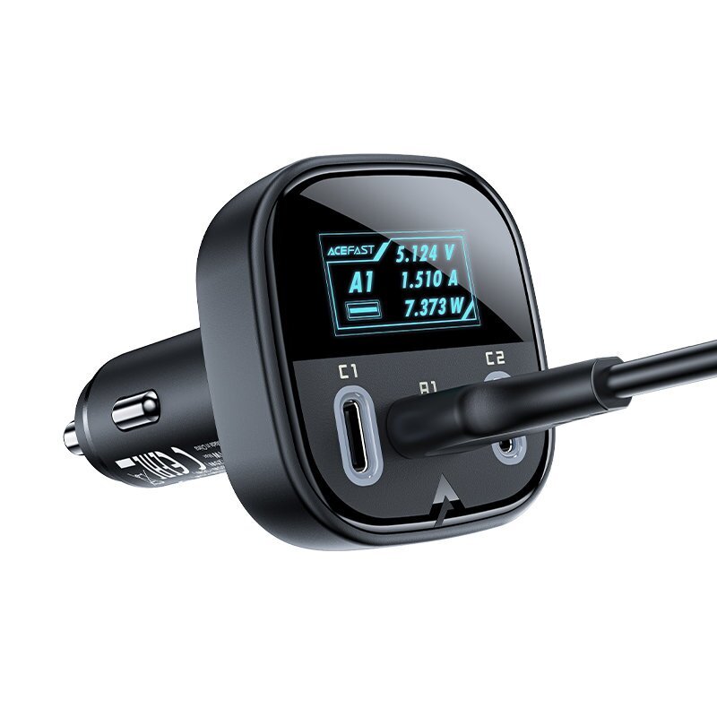 Acefast car charger 101W 2x USB Type C / USB, PPS, Power Delivery, Quick Charge 4.0, AFC, FCP black (B5) цена и информация | Lādētāji un adapteri | 220.lv