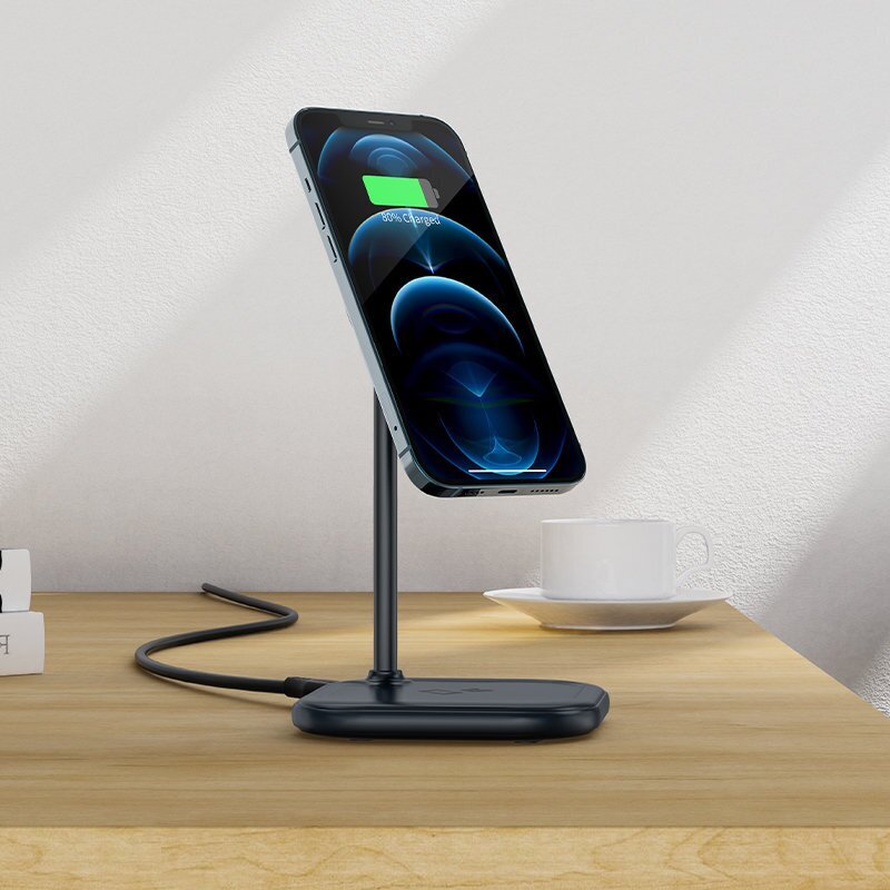 Acefast 15W Qi Wireless Charger for iPhone (with MagSafe) and Apple AirPods Stand Holder Magnetic Holder Gray (E6 gray) cena un informācija | Lādētāji un adapteri | 220.lv