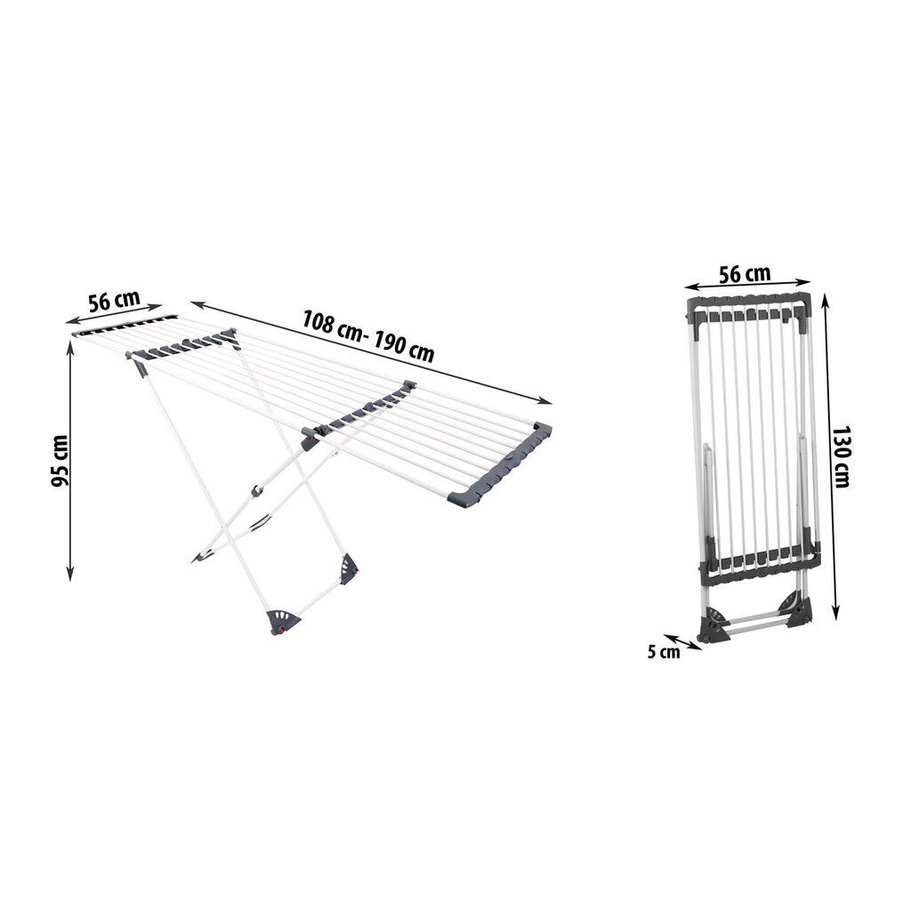 Veļu žāvētājs ar ritenīšiem, teleskopisks, 20 metri cena un informācija | Veļas žāvēšana | 220.lv