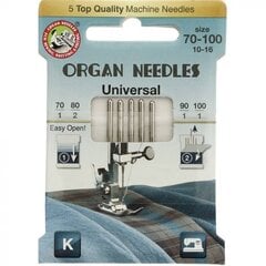 Универсальные иглы Organ Needles для бытовых машин No. 70-100 цена и информация | Принадлежности для шитья | 220.lv